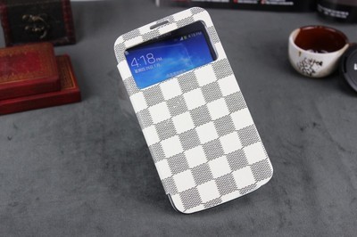 三星Galaxy Mega棕格子皮套 品质保护与韩式时尚的完美融合